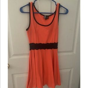 Peachy orange cotton cutout dress